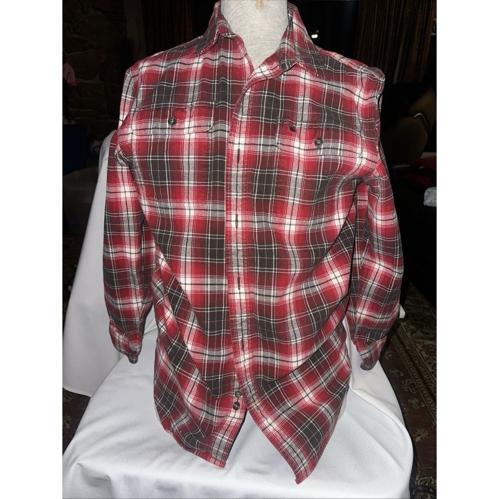Carhartt Original Fit Flannel Plaid Shirt Mens Size M Heavyweight Red / White